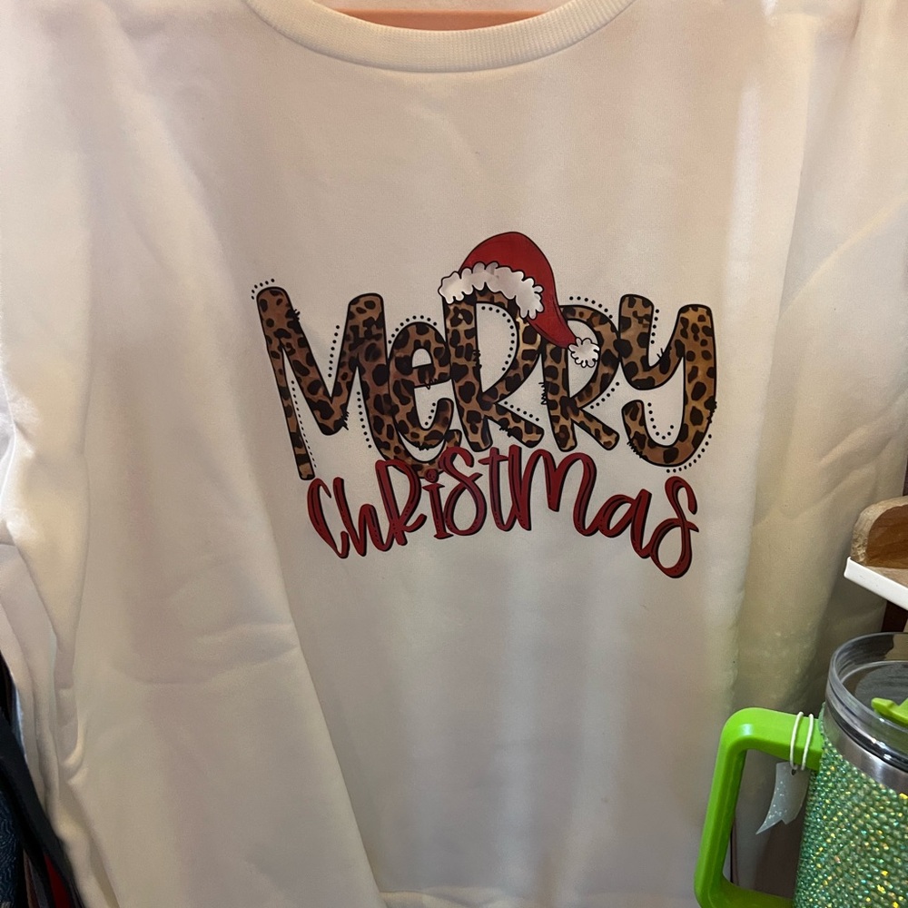 ANIMALPRINT MerryChristmas Sweatshirt White cheetah Red&Black & fabulous!